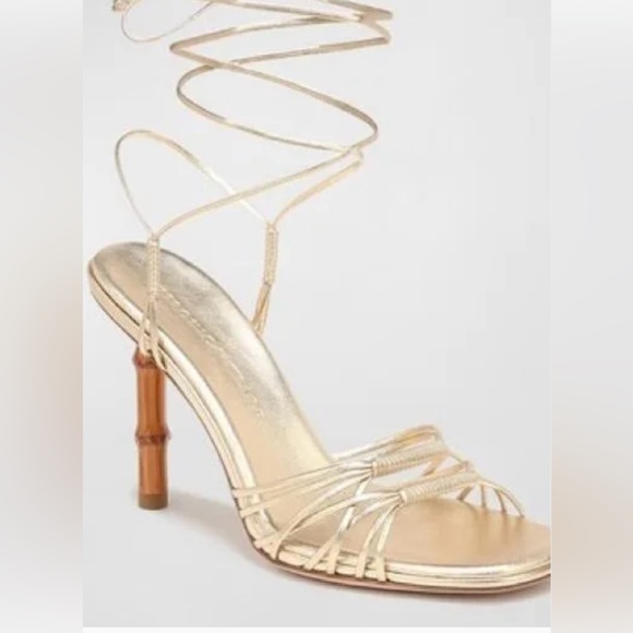 Veronica Beard Cabot strappy metallic ankle strap sandals in gold  size 7 - Picture 2 of 8